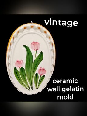 Vintage Pink Tulip Ceramic Gelatin Mold Wall Art